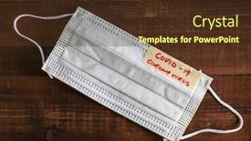  Presentation with covid - Cool new slide deck with medical-protective-mask-coronavirus-alias backdrop and a tawny brown colored foreground