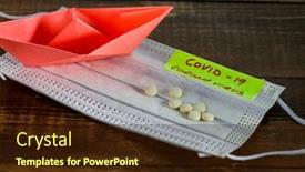  Presentation with coronavirus pills - Colorful slides enhanced with medical-protective-mask-with-text backdrop and a wine colored foreground