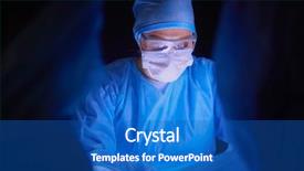  Presentation with medical dark - Slide set having medical pulmonary - doctors team in surgery background and a teal colored foreground