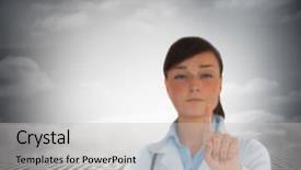  Presentation with maze - Presentation featuring young woman squeeze her acne background and a  colored foreground.