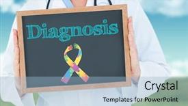  Presentation with diagnosis - PPT theme with puzzle medical - word diagnosis and doctor showing background and a light blue colored foreground