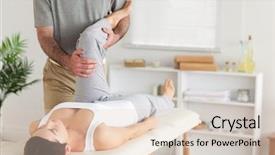  Presentation with exercises - Colorful theme enhanced with medical recovery - cute woman doing special exercises backdrop and a lemonade colored foreground