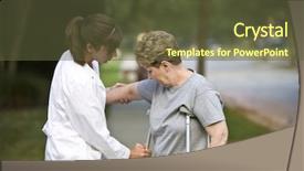  Presentation with recovery - PPT theme enhanced with medical recovery - physical therapist helps a patient background and a tawny brown colored foreground