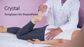  Presentation with physiotherapist - Beautiful theme featuring medical recovery - physiotherapist giving leg massage backdrop and a  colored foreground