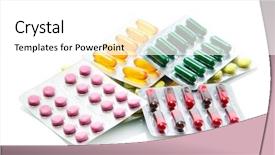  Presentation with red medical - Slides featuring medical red - capsules and pills packed background and a white colored foreground