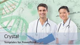  Presentation with genes - Beautiful PPT theme featuring medical report against 3d gene backdrop and a light blue colored foreground