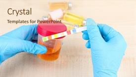  Presentation with report - Amazing PPT layouts having medical report and urine test backdrop and a lemonade colored foreground
