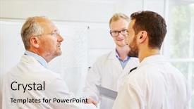  Presentation with shaking hands - Cool new presentation with medical representatives - doctors cooperating as team backdrop and a lemonade colored foreground