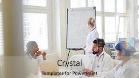  Presentation with medical training - Amazing PPT theme having medical representatives - doctors in seminar for training backdrop and a soft green colored foreground