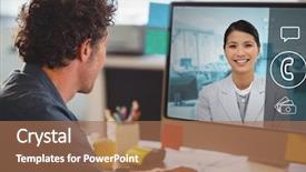  Presentation with medical video - Beautiful slide deck featuring medical representatives - rear view of man having backdrop and a coral colored foreground