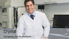  Presentation with medical student - Colorful slide deck enhanced with medical representatives - research and science doctor student backdrop and a light gray colored foreground