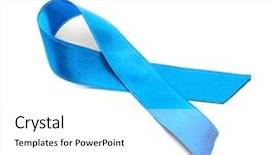  Presentation with blue ribbon - Beautiful slide deck featuring medical reproductive system - blue ribbon on white background backdrop and a white colored foreground