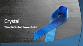  Presentation with blue ribbon - Slide set consisting of medical reproductive system - blue ribbon on wooden background background and a dark gray colored foreground