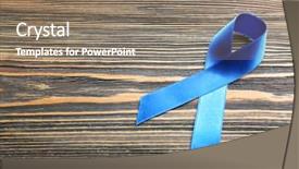  Presentation with cancer lemon green ribbon - Amazing PPT theme having medical reproductive system - blue ribbon on wooden background backdrop and a coral colored foreground