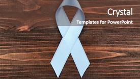  Presentation with prostate cancer - Colorful PPT layouts enhanced with medical reproductive system - light blue ribbon on wooden backdrop and a tawny brown colored foreground