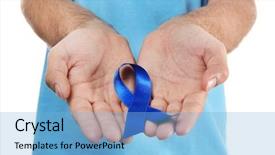  Presentation with blue ribbon - Cool new slide deck with medical reproductive system - young man holding blue ribbon backdrop and a light blue colored foreground