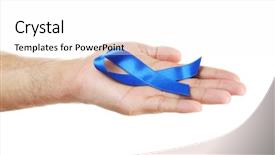  Presentation with blue ribbon bacon festival - Beautiful PPT theme featuring medical reproductive system - young man holding blue ribbon backdrop and a white colored foreground