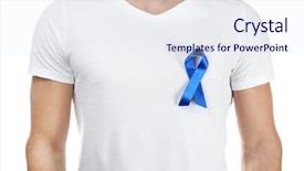  Presentation with blue ribbon - Amazing slide set having medical reproductive system - young man in t-shirt backdrop and a sky blue colored foreground