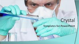  Presentation with chemistry - Cool new slide set with medical research development - chemistry experiments close up backdrop and a  colored foreground