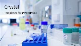  Presentation with research development - Audience pleasing presentation theme consisting of medical research development - chemistry lab shallow dof color backdrop and a light blue colored foreground
