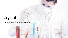  Presentation with laboratory - Presentation theme with compounding pharmacy - medical researcher in the laboratory background and a white colored foreground