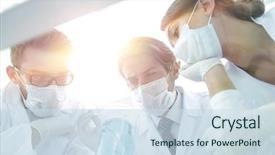  Presentation with laboratory microbiology - Presentation design enhanced with medical researcher microbiology experiment background and a sky blue colored foreground