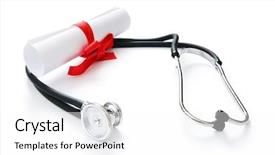  Presentation with medical education - Audience pleasing presentation design consisting of medical school - education concept with diploma backdrop and a white colored foreground