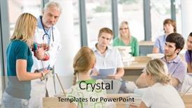  Presentation with medical students - Beautiful presentation theme featuring medical school - medicine students with professor backdrop and a  colored foreground