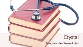  Presentation with medical books - Cool new slide deck with medical school - stethoscope resting on old books backdrop and a lemonade colored foreground