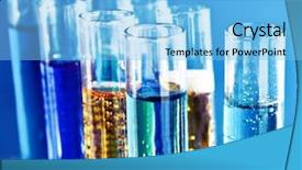  Presentation with test tubes - PPT theme with medical science equipment - test tubes on blue background background and a  colored foreground