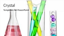  Presentation with test tubes - Audience pleasing presentation consisting of medical science equipment - test-tubes with liquid on gray backdrop and a  colored foreground