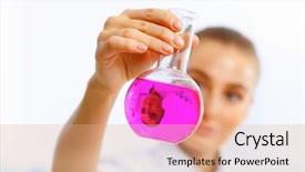  Presentation with worried young female college student - PPT theme enhanced with medical science equipment - young female scientist working background and a  colored foreground