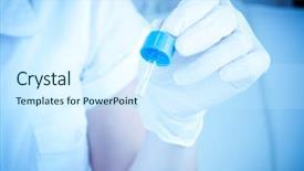  Presentation with ampoule - Beautiful PPT theme featuring medical science lab - ampoule in a hand backdrop and a  colored foreground