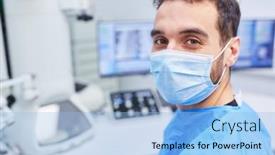  Presentation with medical evaluation - PPT layouts featuring medical-scientist-looking-for-covid background and a light blue colored foreground