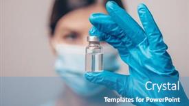  Presentation with medical face mask - Cool new slides with medical-scientist-with-protective-gloves backdrop and a teal colored foreground