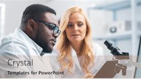  Presentation with medical science equipment research laboratory - Presentation enhanced with medical-scientists-working-in-lab background and a coral colored foreground