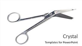  Presentation with medical pill medicine white blue - Colorful slide deck enhanced with medical scissors isolated on white backdrop and a white colored foreground