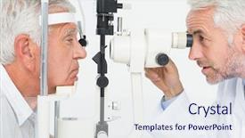  Presentation with optometrist - Cool new slide set with medical seniors - close-up of an optometrist doing backdrop and a sky blue colored foreground