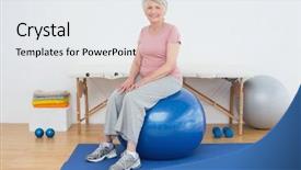  Presentation with gym ball - Audience pleasing slide set consisting of medical seniors - full length portrait backdrop and a white colored foreground