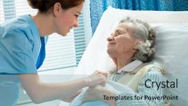  Presentation with elderly - Amazing presentation theme having medical seniors - nurse cares for elderly woman backdrop and a light blue colored foreground