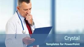  Presentation with history - PPT theme featuring medical seniors - senior doctor reading a case background and a ocean colored foreground
