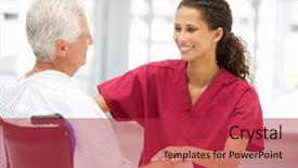  Presentation with patient - Amazing PPT theme having medical seniors - senior patient with young doctor backdrop and a red colored foreground