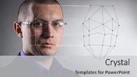  Presentation with medical technology - Cool new slide deck with medical sensor - biometric verification - man face backdrop and a light gray colored foreground