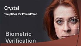  Presentation with medical technology - Audience pleasing presentation theme consisting of medical sensor - biometric verification - woman face backdrop and a dark gray colored foreground