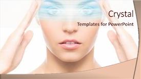  Presentation with virtual reality medical - Presentation theme consisting of medical sensor - young and attractive woman background and a lemonade colored foreground