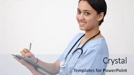  Presentation with medical clipboard - Amazing presentation theme having medical shee - nurse writng on the clipboard backdrop and a light blue colored foreground