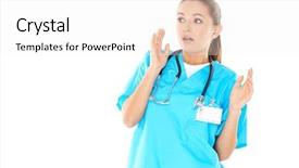  Presentation with nursing to nurse communication - Audience pleasing slide deck consisting of medical shee - pretty young nurse is very backdrop and a sky blue colored foreground