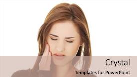  Presentation with teen - PPT layouts enhanced with medical shee - teen woman pressing her bruised background and a coral colored foreground