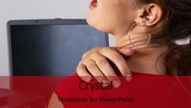  Presentation with kidneys pain or lower back - Slide deck consisting of medical shee - young woman sitting at her background and a crimson colored foreground