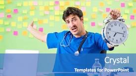  Presentation with reminders - Audience pleasing PPT theme consisting of medical showing time medicine - young doctor with many reminders backdrop and a  colored foreground